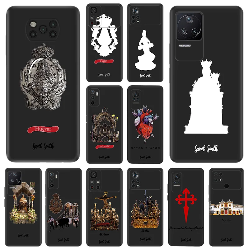 Matte Phone Case for Xiaomi Mi Poco F3 F4 F5 X3 X4 X5 M3 M4 Pro GT M5 C40 C50 C51 M5S Virgin Mary Jesus Church Black Soft Cover