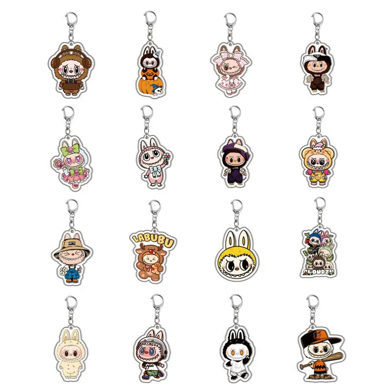 Cute New Cartoon Anime Labubu Sheep Keychain Acrylic Doll Pendant Student Backpack Decoration Car Key Toy Pendant Friend Gift