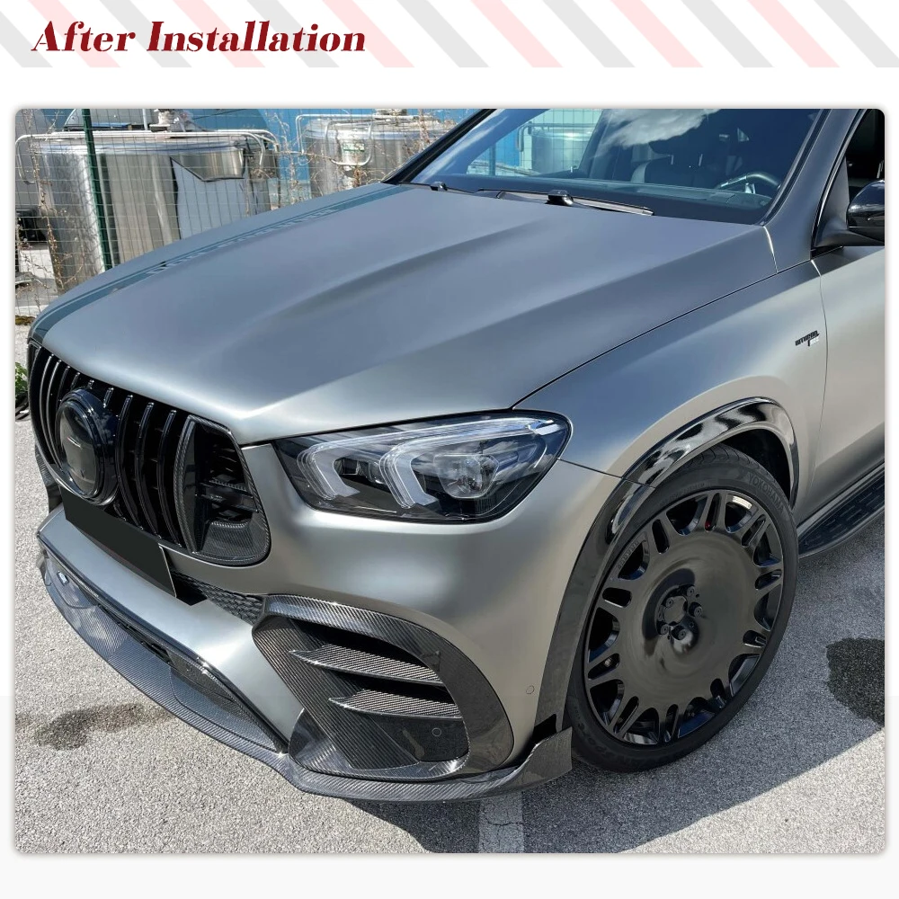 Car Front Fins Air Vent Cover Fit For Benz W167 GLE450 GLE63 GLE53 Coupe Real Carbon Fiber Car Front Air Vent Cover Fin Canards