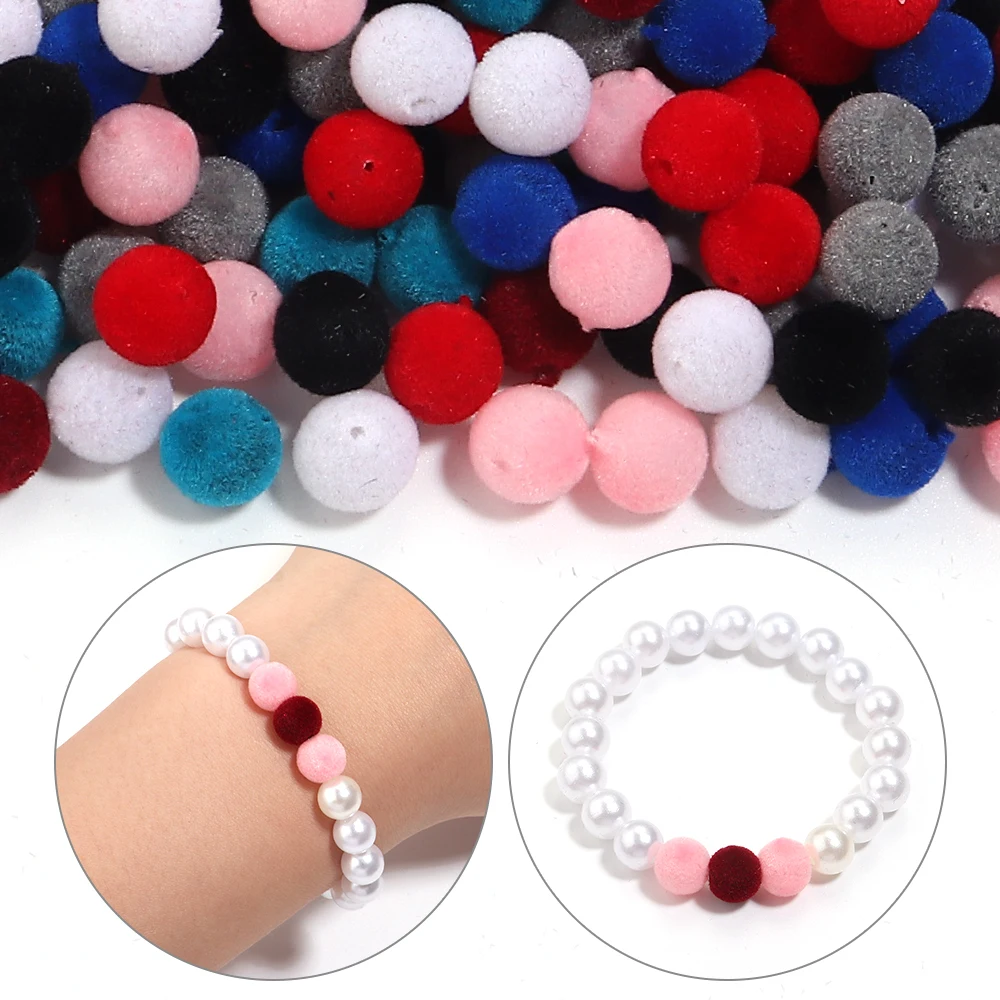 800/1600Pcs Resin Beads 8/10mm Round Colorful Velvet Loose Spacers Beads for Jewelry Making Handmade DIY Accessories Wholesale