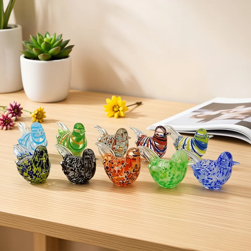 

Handmade Murano Glass Bird Figurine Cute Mini Animal Statue Home Desktop Ornament Indoor Living Room Art Decor Craft Collectible