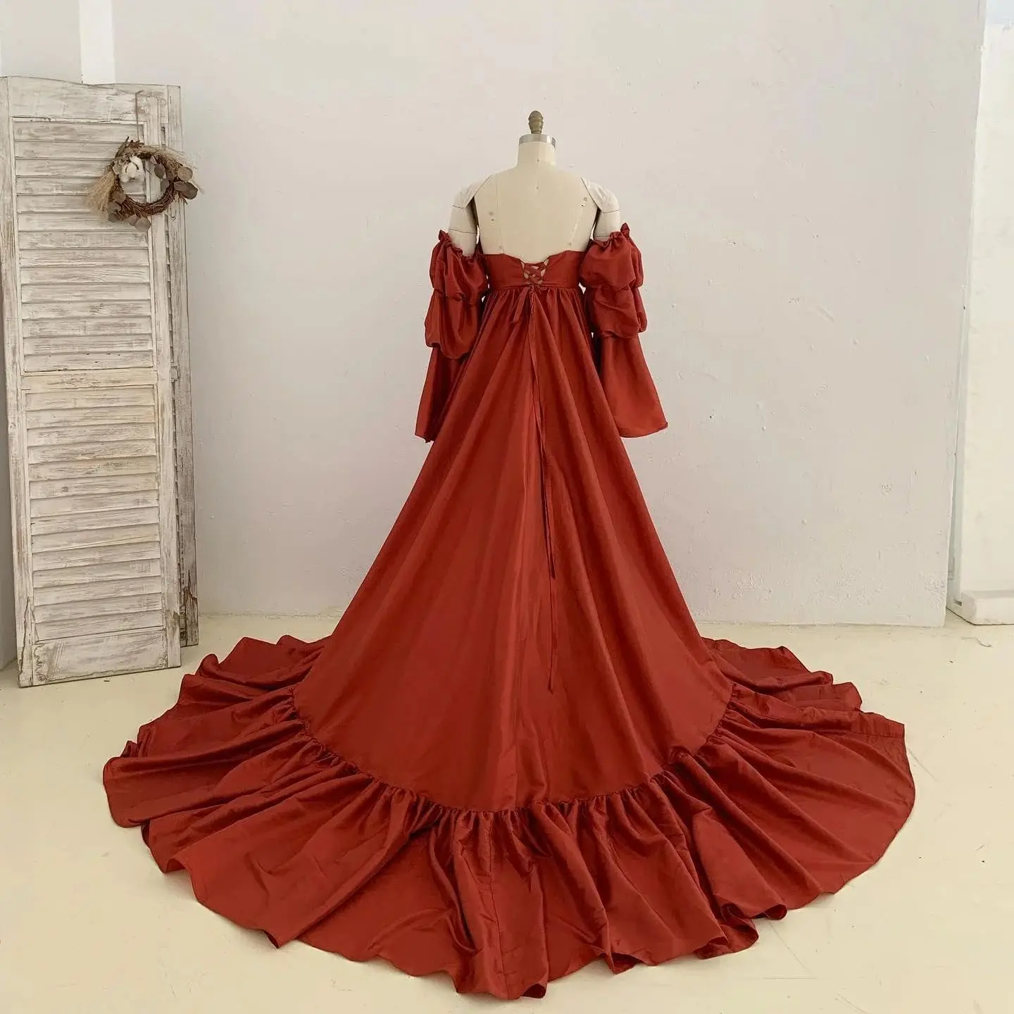 Dark Red Pleats Prom Maternity Dresses for Babyshower Women Photography Dressing Gowns Pregnancy Photo Shoot