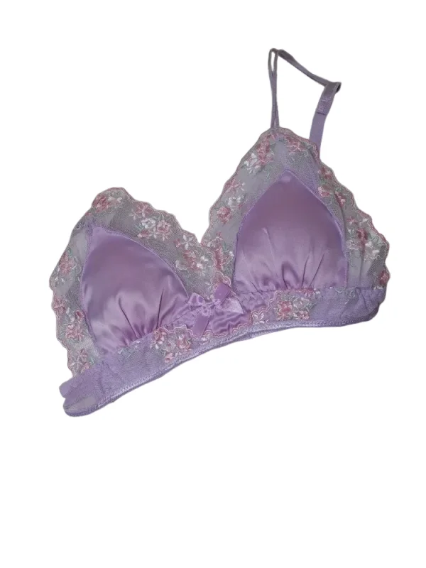 

KUCLUTLuxury Chinese Style Pure Desire Girl Bra Thin Triangle Cup Purple Embroidery Light Luxury Silk Sexy Lace Underwear Set