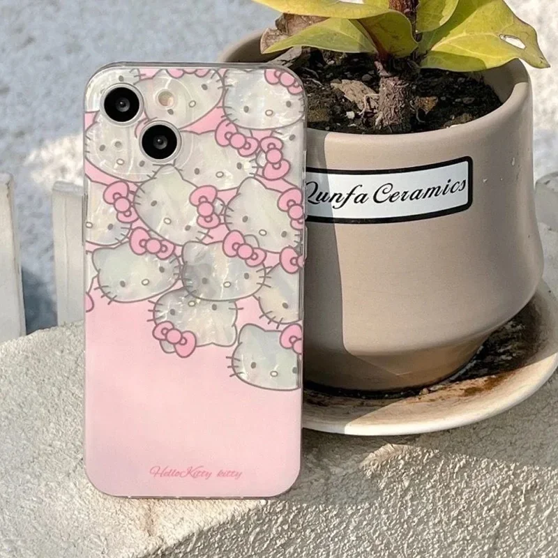 Sanrio Hello Kitty IPhone Mobile Phone Case Cute Cartoon Pink IPhone 7 8 Plus 15 14 12 13 11 Pro Max Anime Cases Christmas Gifts