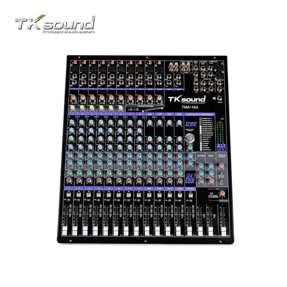 TKsound 16 Channel Digital Console DJ Controller Stage Performance Equalizer Professional Audio Mixer