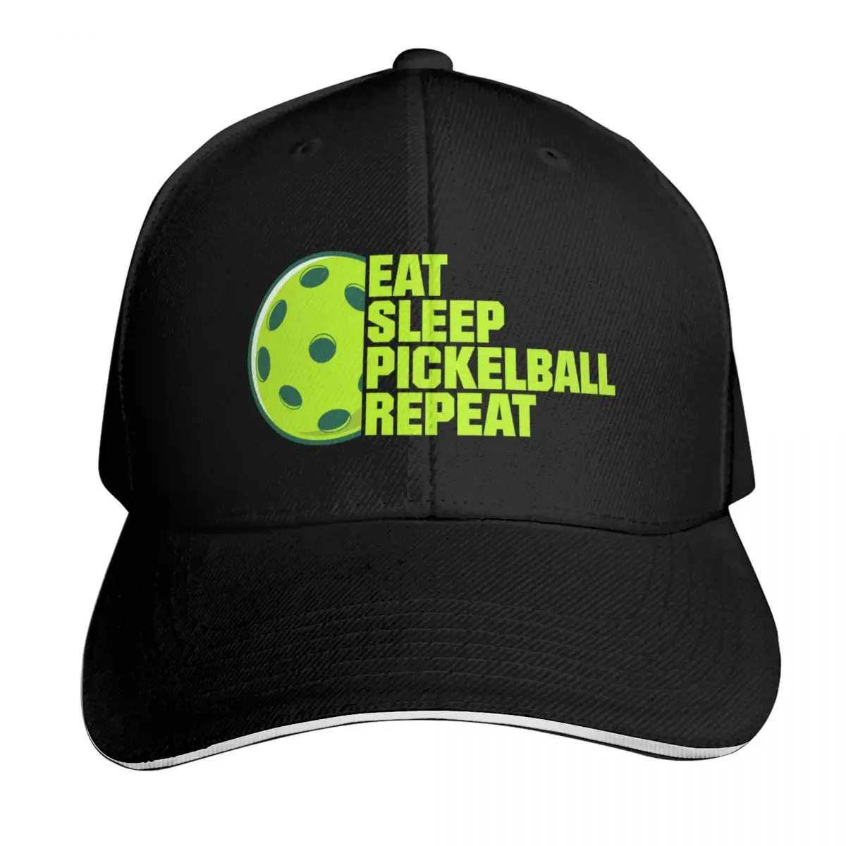 EAT SLEEP PICKELBALL REPEAT Baseball Cap Contrast Two Tone Brim Snapback Flat Bill Strapback Dad Hat