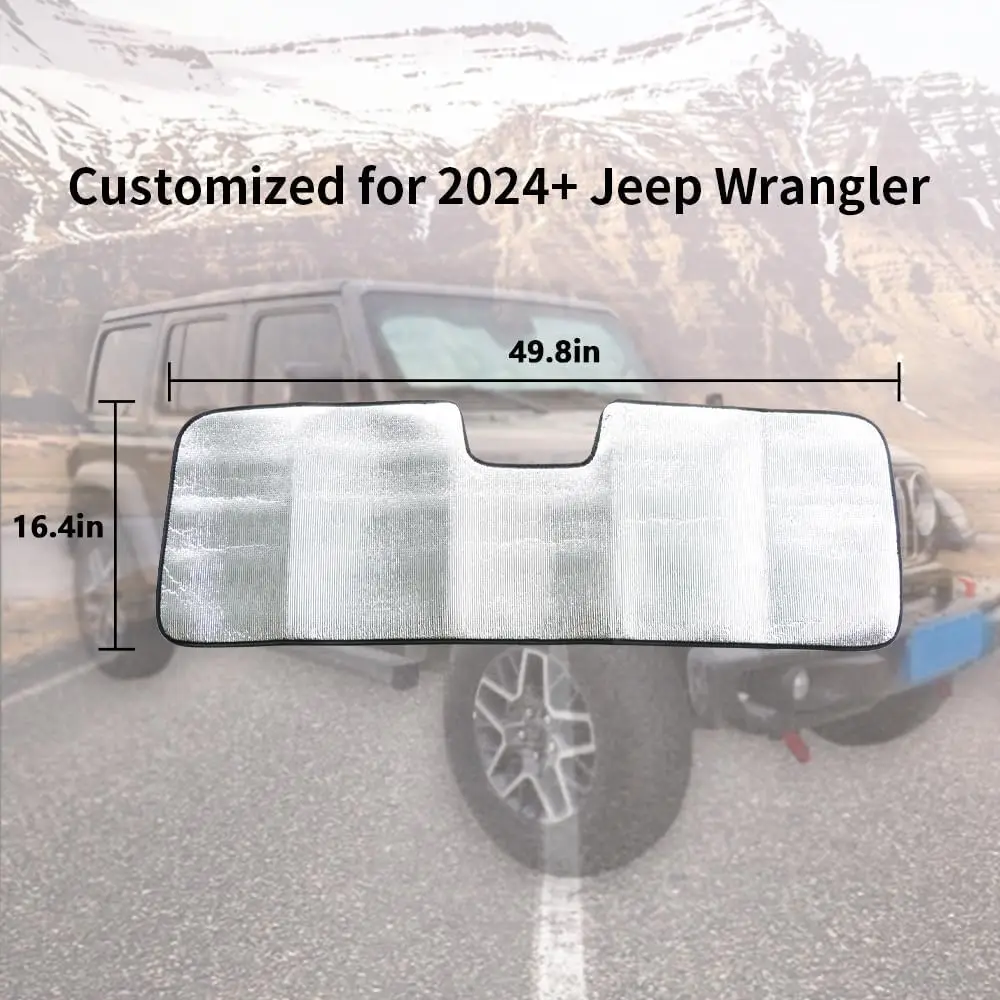 Windshield Sun Shade For Jeep Wrangler JL 2/4 Door 2024 4XE Foldable Front Window UV Blackout Shades Sun Blocker Protector Cover