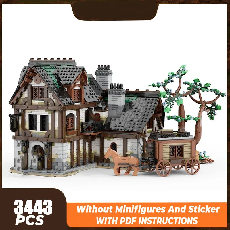 Medieval Castle Model Moc Building Bricks Medieval Tavern Technology Modular Blocks Gifts Christmas Toys DIY Sets Assembly