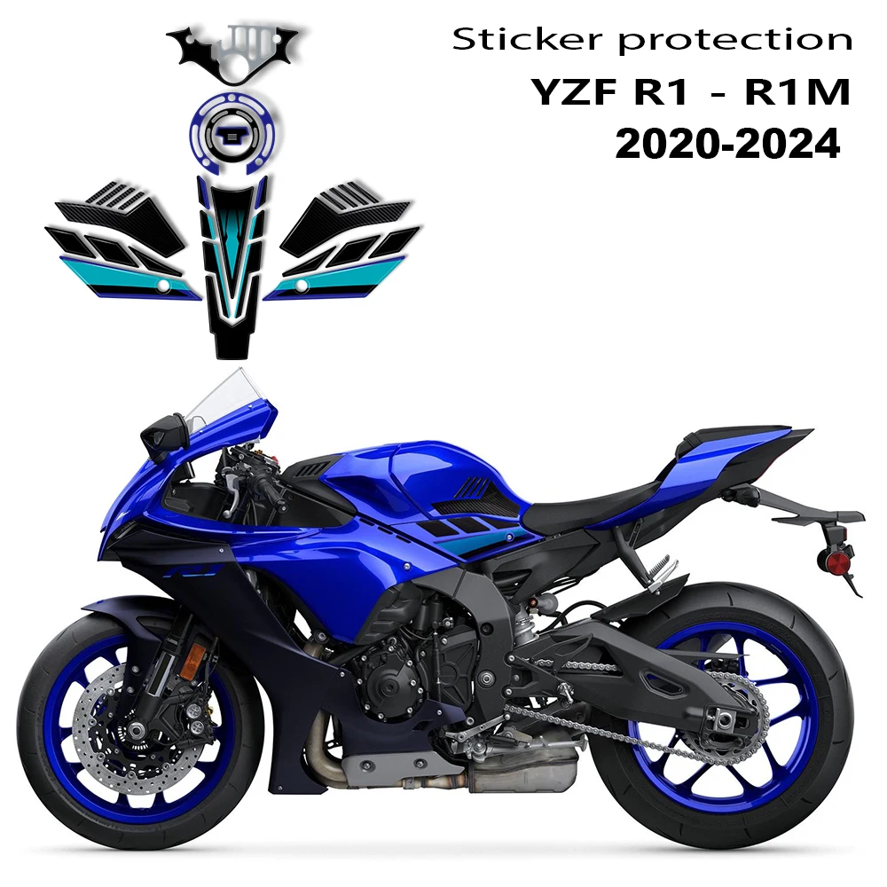 For Yamaha R1 YZF-R1 Yzf R1 Yzf R1m 2020 2021 2022 2023 2024 Motorcycle Sticker Kit Fuel Tank Protector