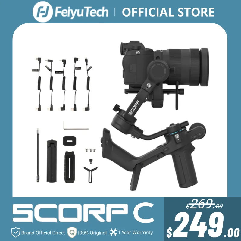 FeiyuTech Official Feiyu SCORP Series SCORP-C Handheld Gimbal 3-Axis Stabilizer Handle Grip for DSLR Camera Sony/Canon