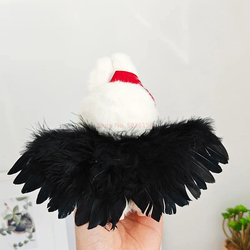 Per 15-17 cm Labubu V1/V2/V3 Blind Box Party Ali di piume d'angelo in bianco e nero Accessori Labubu