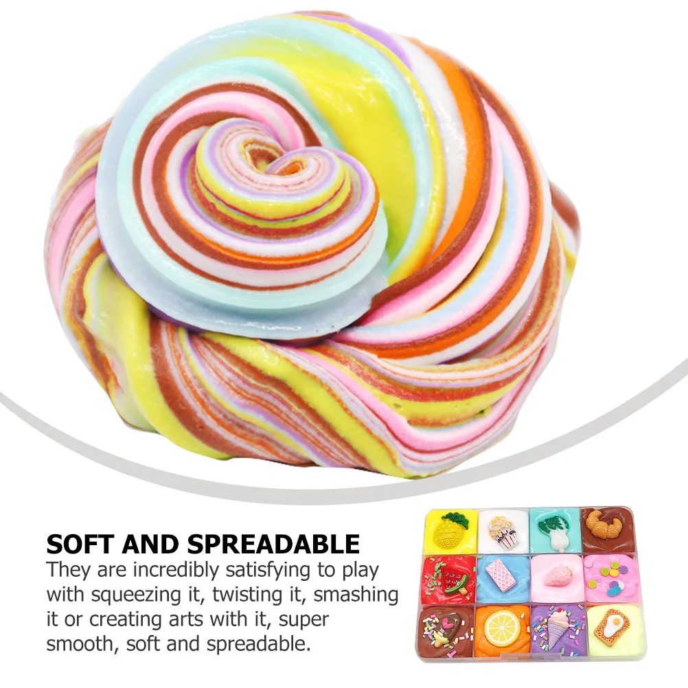 

12 Colors Stress Relief Plasticine Fruit Clay Non Plasticine DIY Cotton Mud Creativity Development Stress Relief