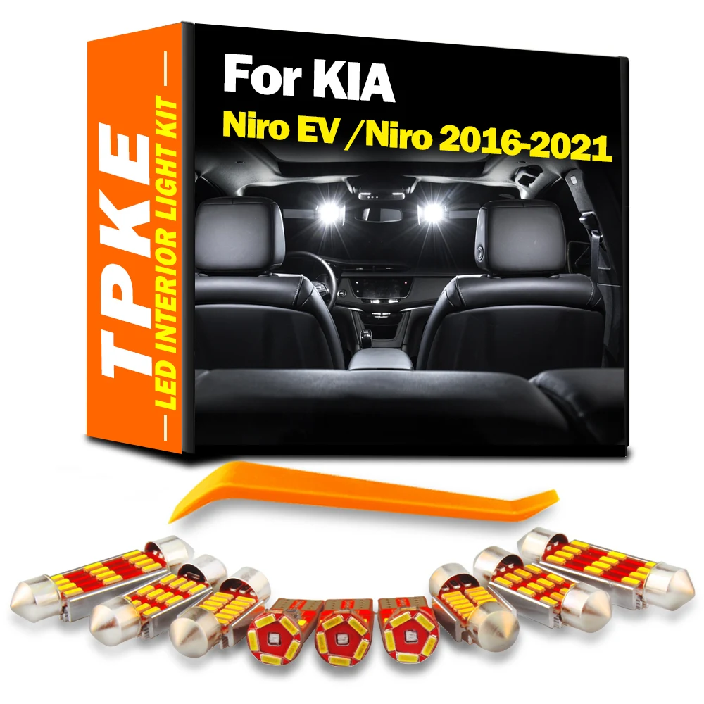 TPKE 10Pcs LED Interior Map Dome Luggage Light Kit Canbus For KIA Niro EV For Niro 2016 2017 2018 2019 2020 2021 Indoor Bulbs