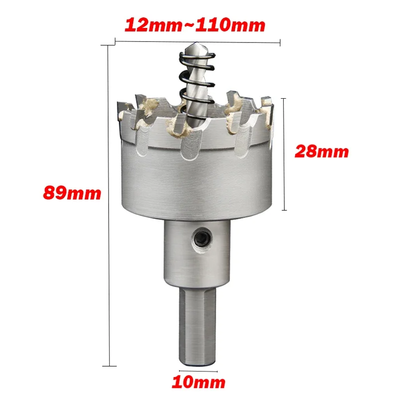 Sierra de agujero de punta de carburo TCT, cortador de acero inoxidable para aleación de Metal, 1 piezas, de 13mm a 110mm