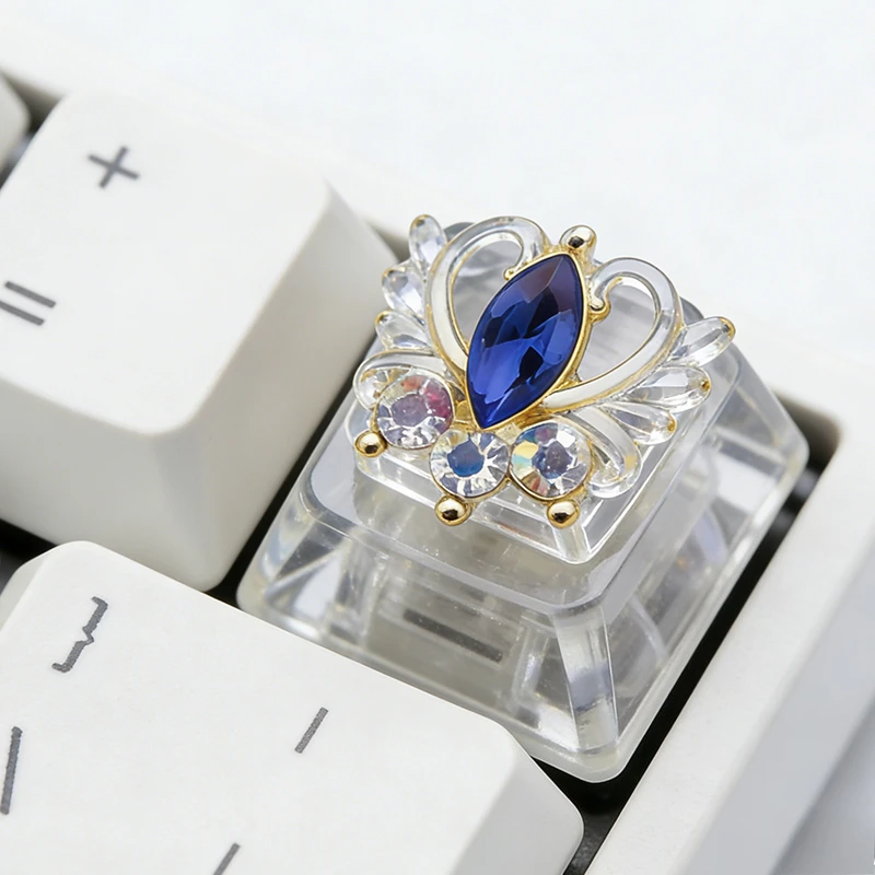 

Transparent alloy jewelry, gemstone heart-shaped 3D cross axis mechanical keyboard, keycap replacement, R4 height