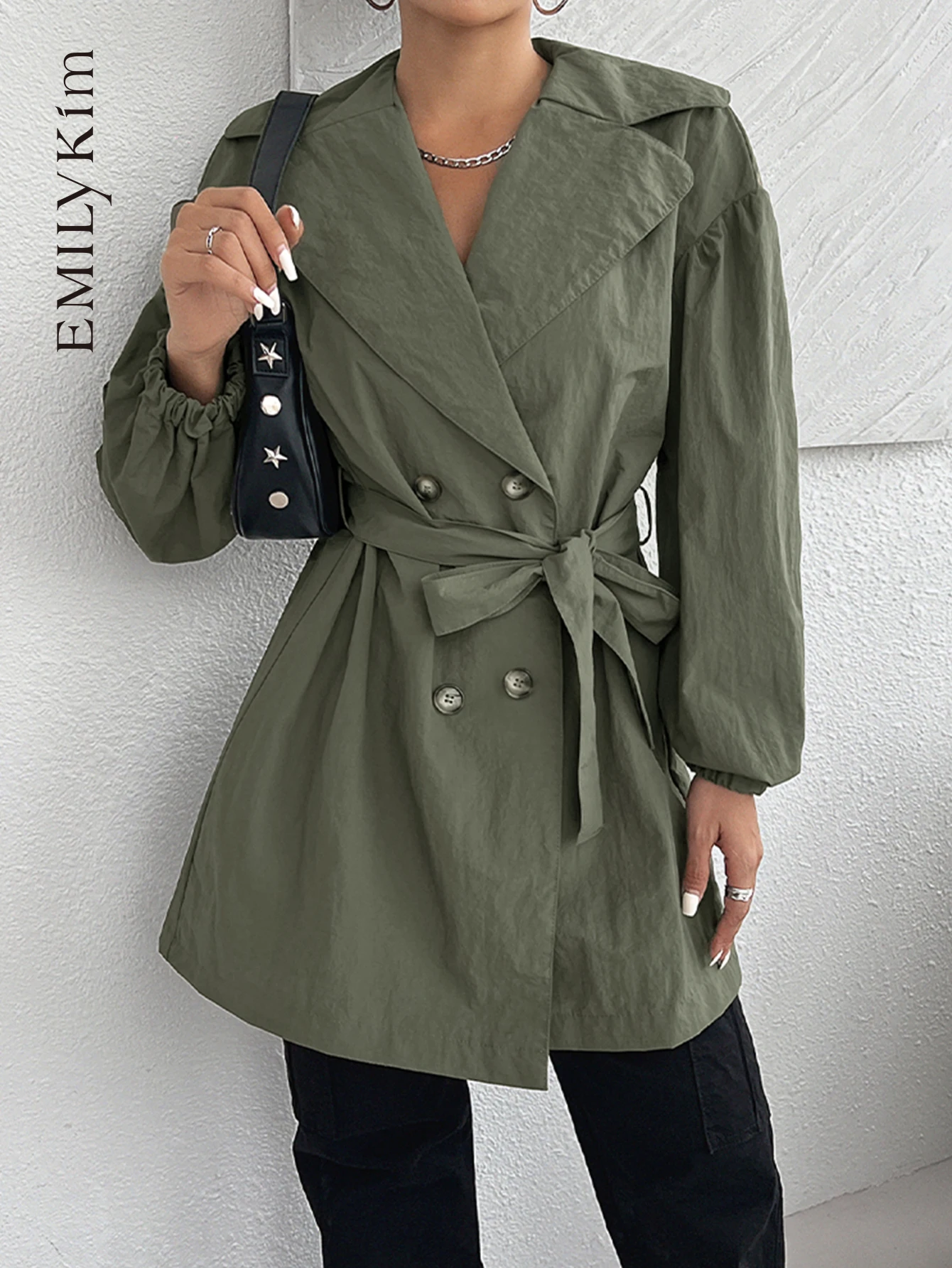 

Women 2024 Autumn Winter Trench Coats Casual Lapel Lace-up Windbreake Loose Mid-length Jacket Women New Arrivals Fashion Coat