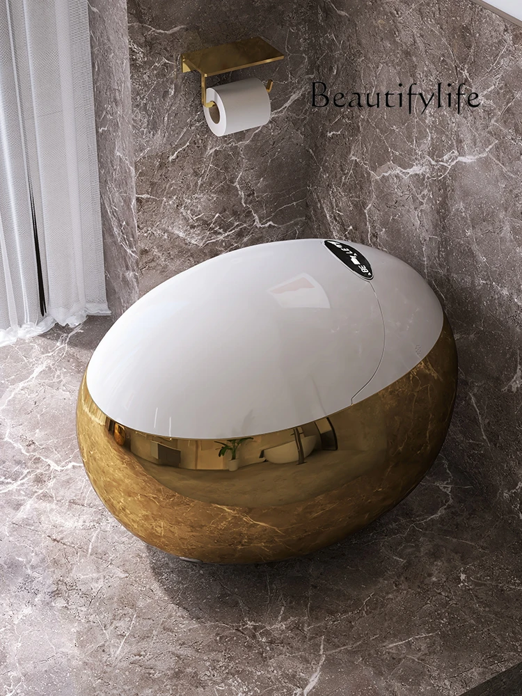 

Встроенный золотой умный унитаз, голосовое интеллектуальное управление, автоматический откидной унитаз, сифонный унитаз