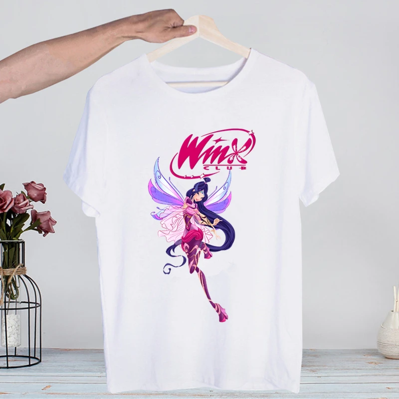 Winx Butterfly Fairy Hip Hop Streetwear Print T Shirt Harajuku TShirts Short Sleeve Fashion Casual T-Shirt Tops Tees