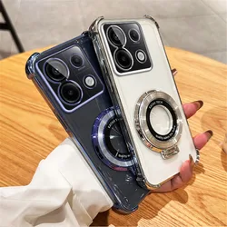 Luxury Magnetic Plating Stand Shockproof Case For Xiaomi Redmi Note 13 Pro 5G 12 9S 11S 10C 12C 13C POCO X3 X6 Pro 12T 13T Cover