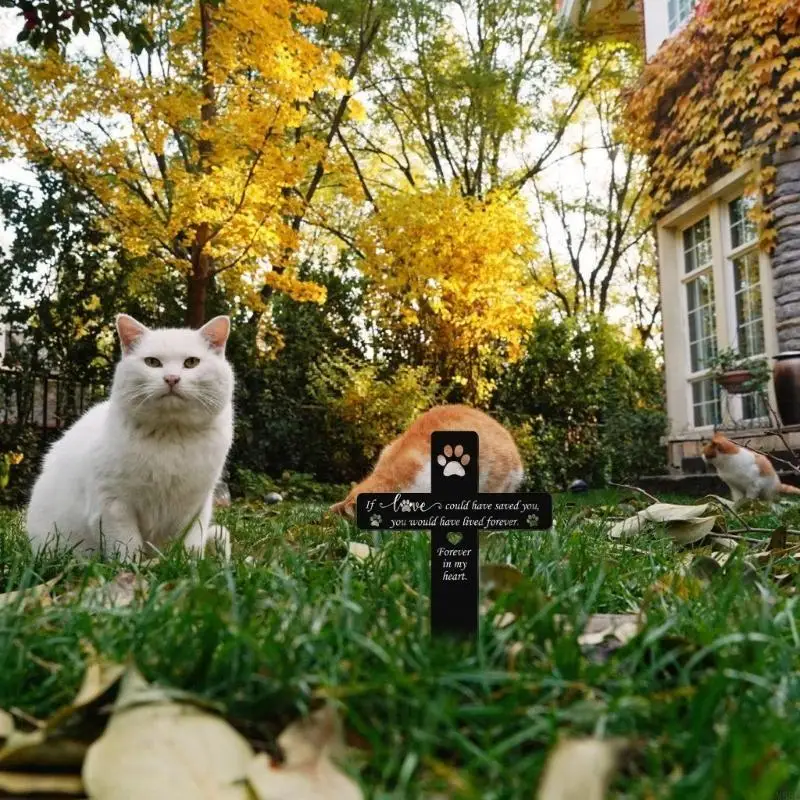 Dog Cats Memorial Grave Marker للحديقة والتشغيين الداخليين لمرتاحين أصحاب الحيوانات الأليفة الحزينة Graveyard Sign M68e #1