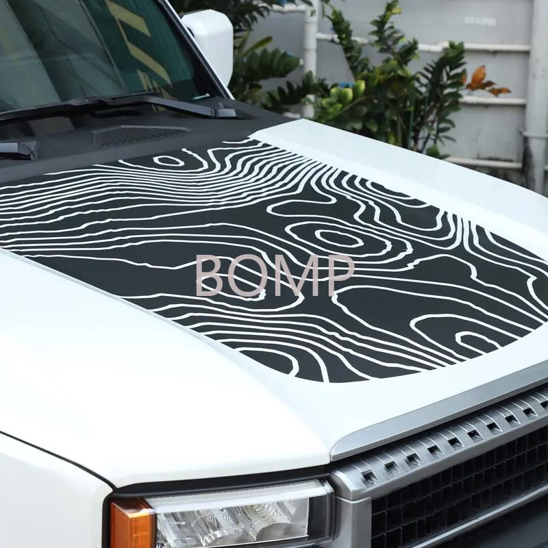 BOMP For 2024+ Land Cruiser 250 Toyota Prado  LC250 front cover stickers Car cover pattern stickers 1pcs (topographic map)