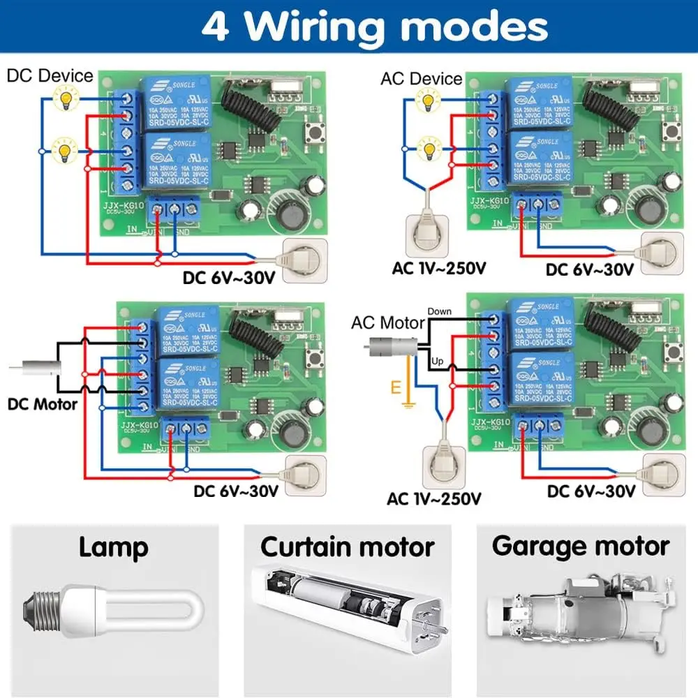 Universal 433MhzRF Wireless Remote Control Switch Relay DC12V 10A Mini Receiver Module for Gate LED Garage Door image 4