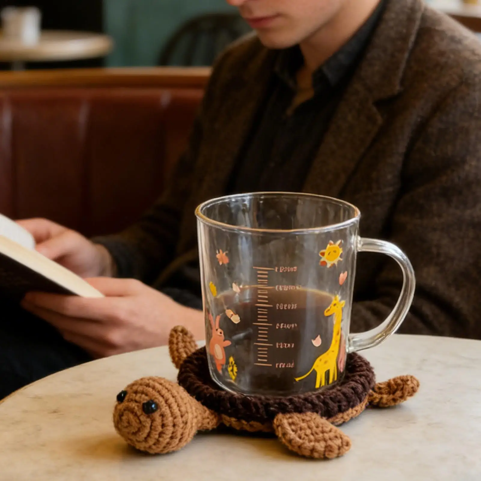 Table Coasters Heat Resistant CuteKnitted Turtle Modern Coasters Desk Accessories For Home Bedroom Kitchen Bar Office Apartment