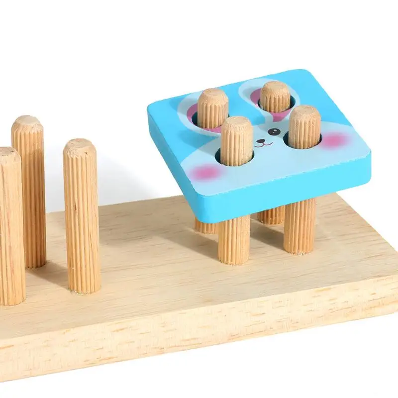 Jouets empilables de tri en bois, jeu de société, blocs de motif d'animaux, document de forme, héros, puzzle, empileur, apprentissage, création