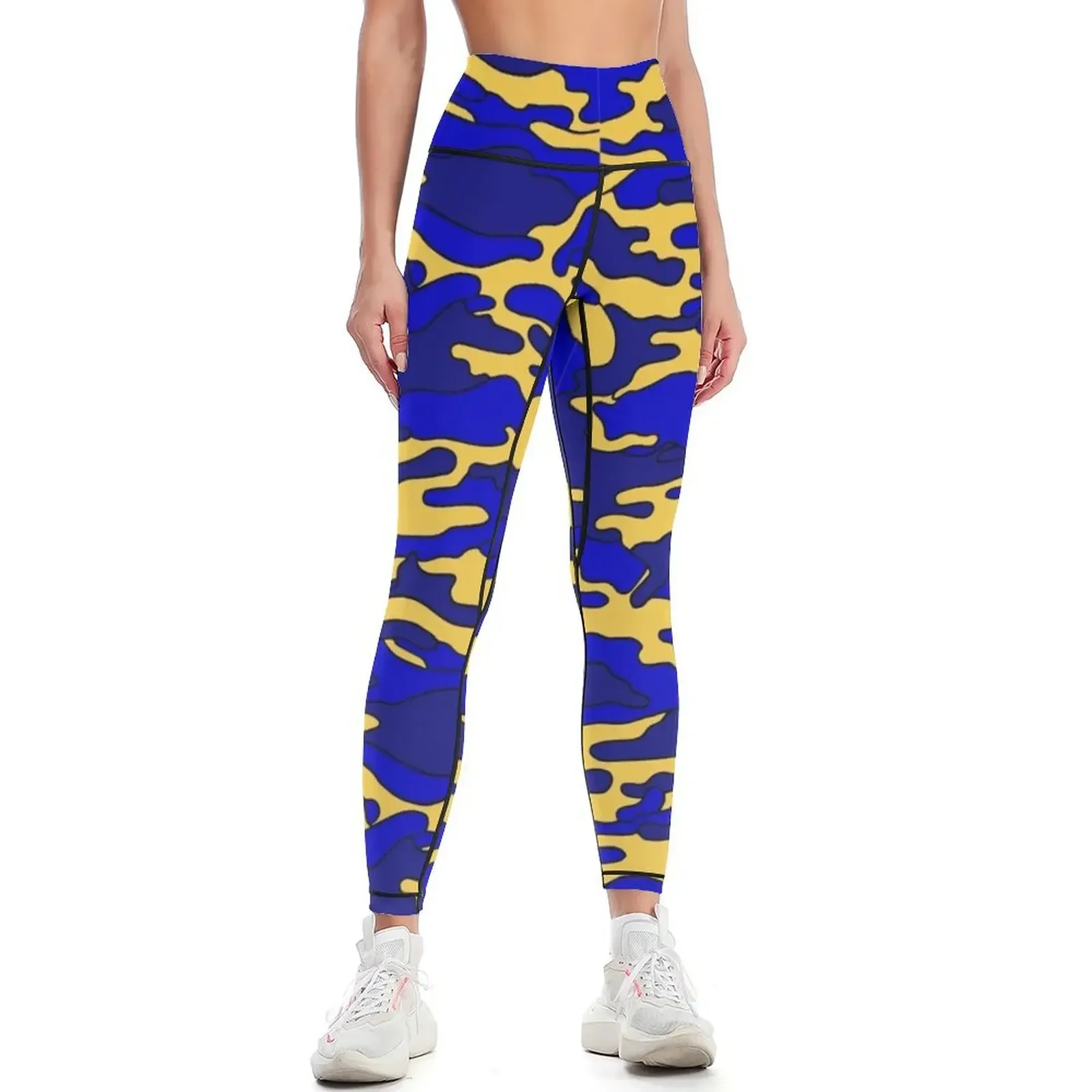 

Blue & Yellow Camouflage Leggings Women's sportswear for girls leggins push up woman Pants sport Womens Leggings