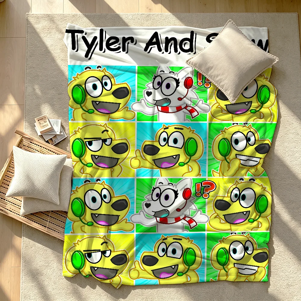 T-Tyler And S-Snowi Cartoon Blanket Soft Warm And Thick Perfect For Bedroom Living Room Bed Sofa Camping Picnic Office Gift