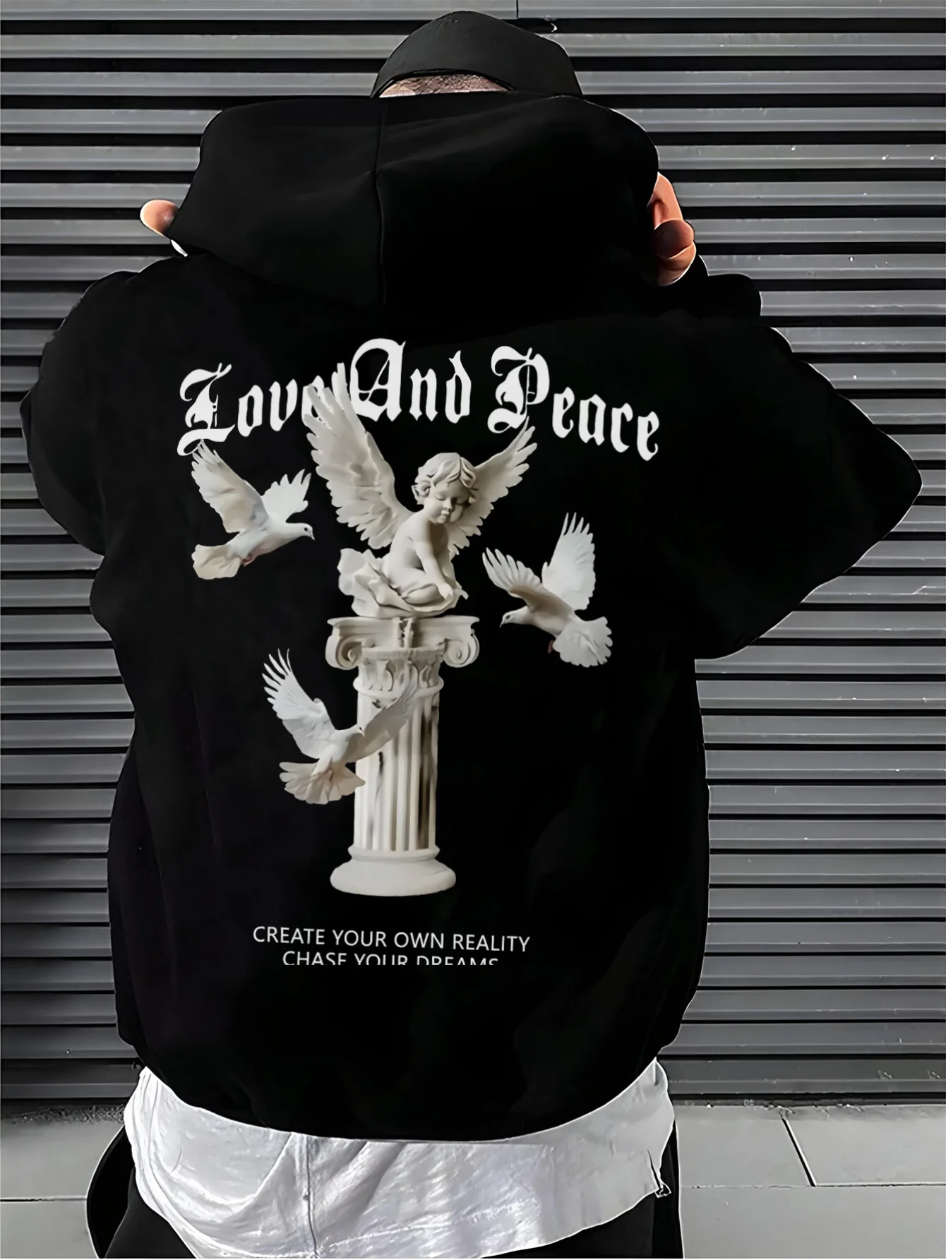 هندسية العمود الرسم طباعة الخريف والشتاء القطن هوديي في الهواء الطلق الشارع الرياضة التدريب العلامة التجارية الملابس العصرية #1