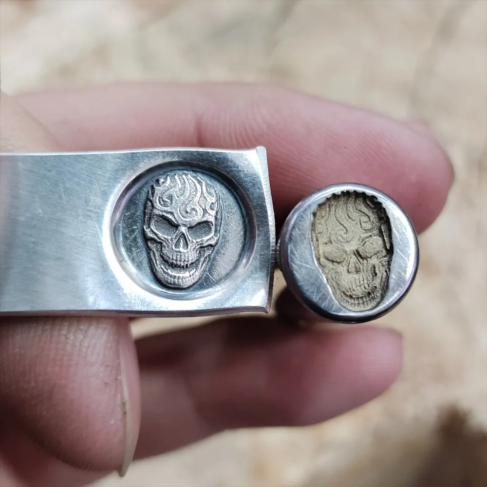 

3D череп логотип узор металлический штамповочный дырокол ювелирные изделия маркировочные штампы серебро золото медь тиснение резьба пресс-дирокол стальной