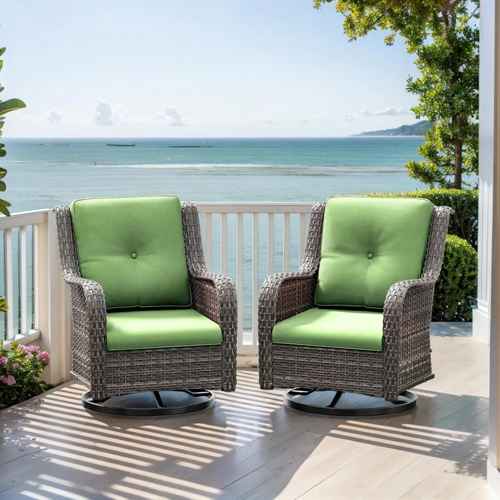 

Outdoor Swivel Rocker Patio Chairs Set of 2 - Outdoor Wicker Patio Conversation Sets 2 Pieces with Olefin Fabric Cushions Suitab