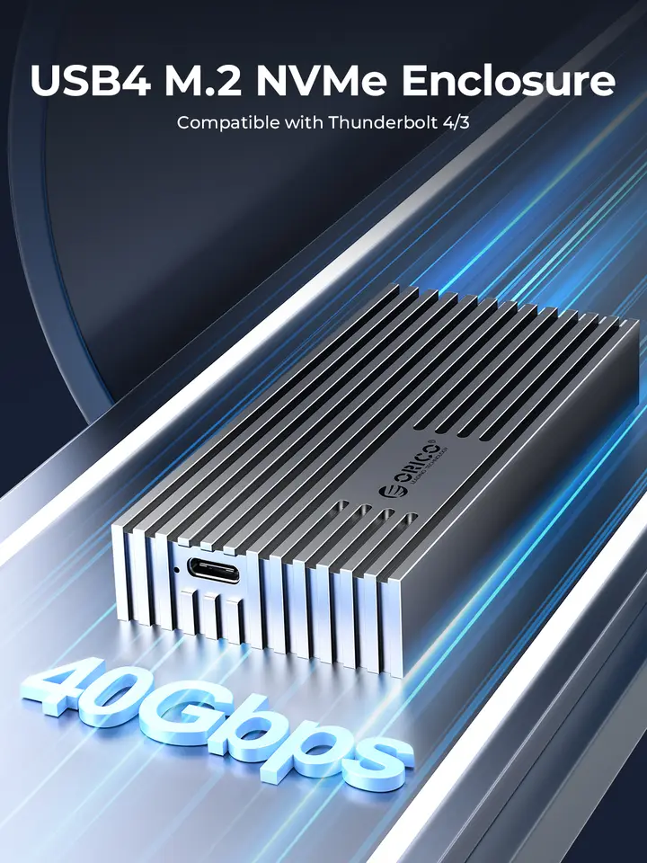 ORICO غلاف خارجي لـ NVMe M.2 SSD بمنفذ USB4 بسرعة 40 جيجابت في الثانية و PCIe3.0x4 و 20 جيجابت في الثانية و 10 جيجابت في الثانية متوافق مع Thunderbolt 3/4 - 2