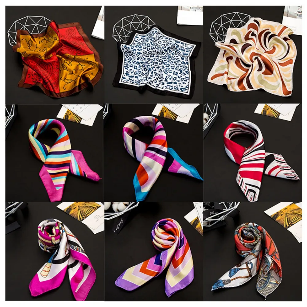 

Luxury Square Silk Scarf for Women, Satin Hijab Headscarf Neckerchief Hair Band