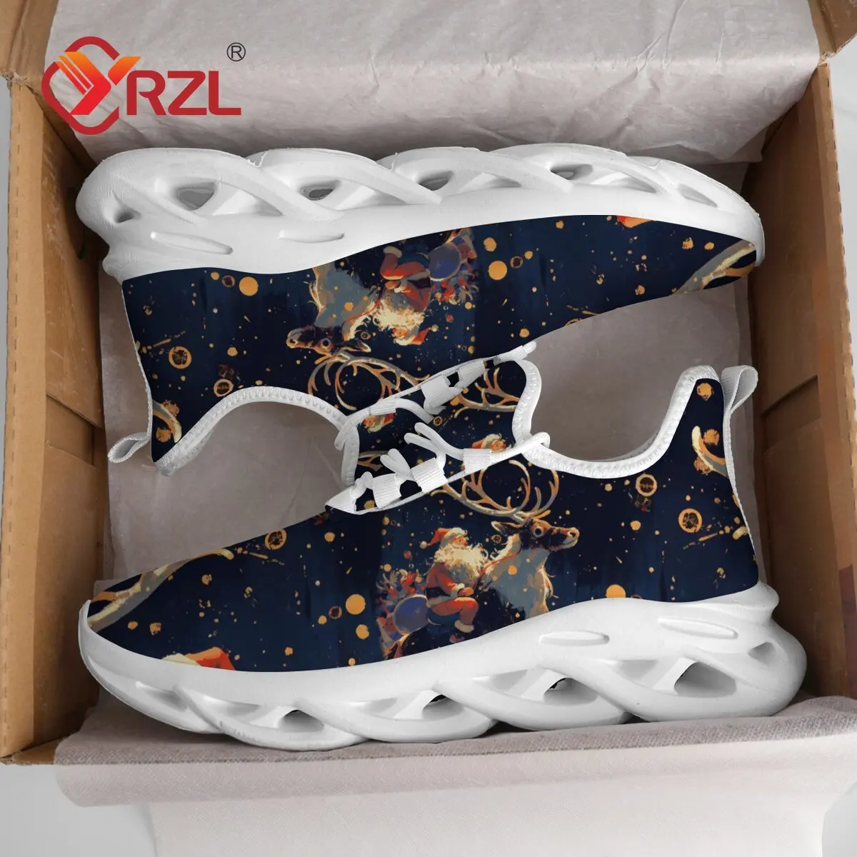 

YRZL Mens Christmas Slip On Sneakers for Men Lightweight Comfortable Walking Shoes Anti Slip Wear Casual Athletic Sports Shoes