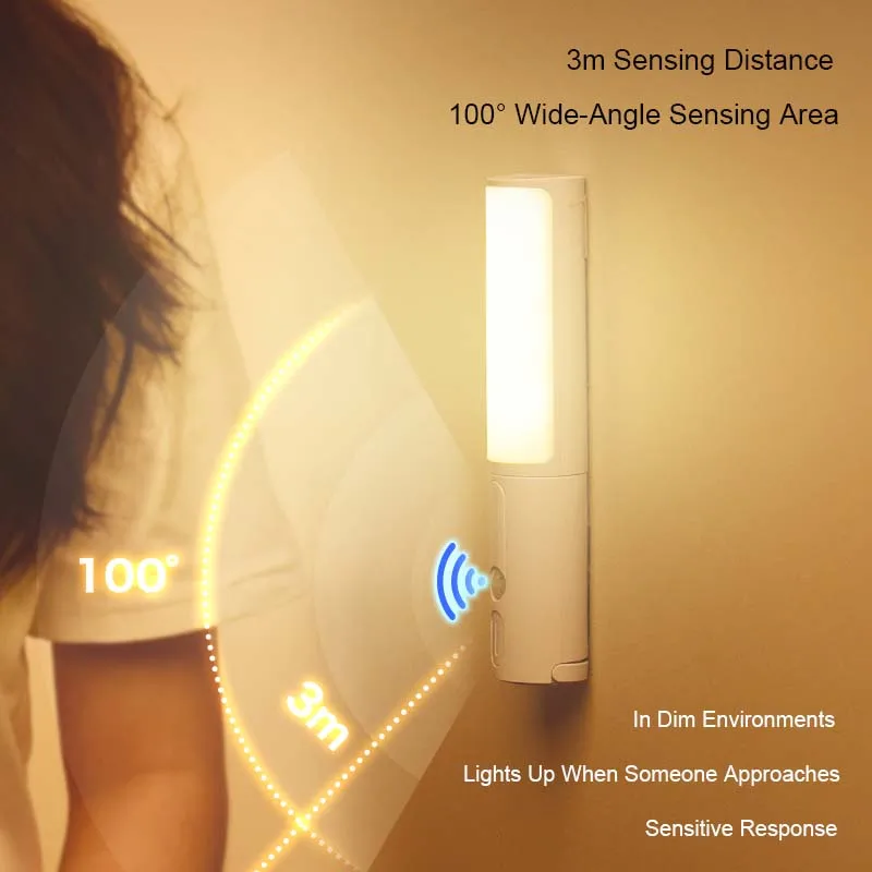 New Style LED USB Night Light Magnetic Wall Lamp Kitchen Cabinet Closet light Staircase Bedroom Table Move Lamp Bedside Lighting
