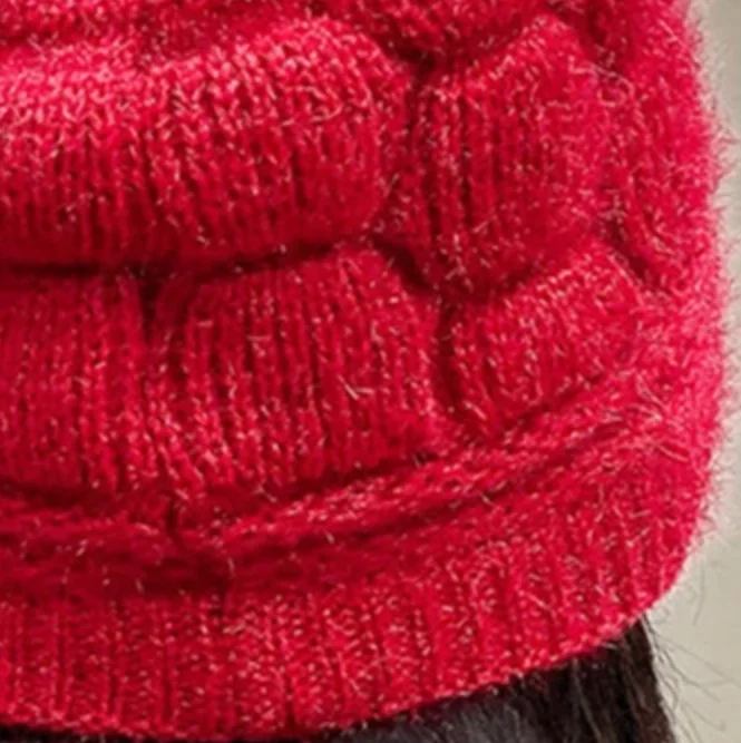 الشتاء قبعة تدفئة محبوك قبعة عادية موضة أمي قبعة الجدة قبعة أفخم سميكة الصوف مبطن الصوف الدافئ هدية الكريسماس #1