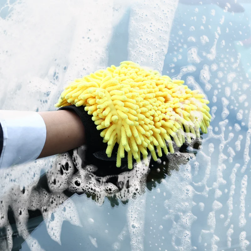 Thicken Car Microfiber Washing Gloves Soft Chenille Cleaning Glove Water Absorbtion  Brush Gloves for Car Detailing Care Clean