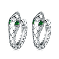 Popular Brands 925 Sterling Silver pretty custom Crystal Snake Earrings Hoop for Women fashion jewelry Wedding Party Couple Gift
