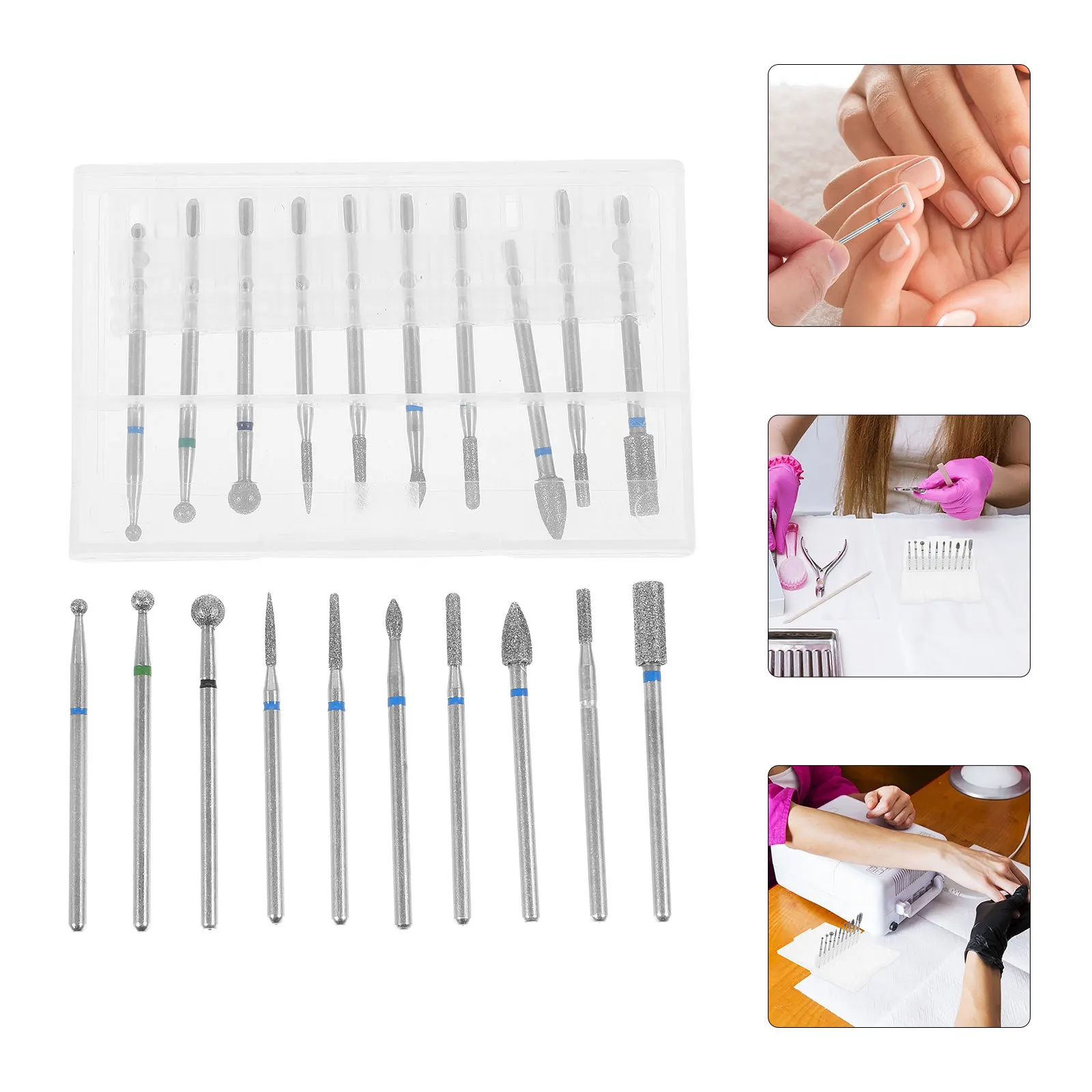 

10Pcs Durable Nail Drill Bits Manicure Accessories Cuticle Remover Safe for Acrylic Nails Portable Nail Drill Bits