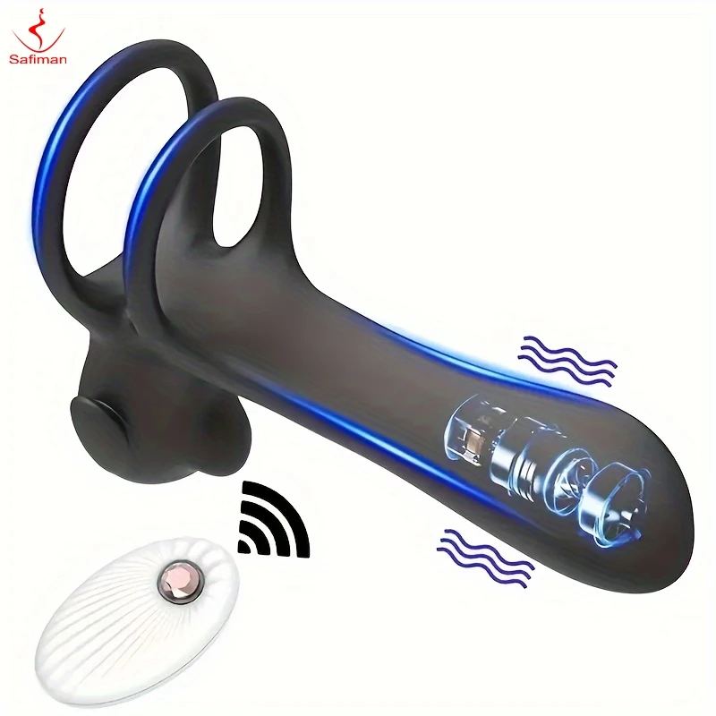 

Safiman Male Vibrating Locking Ring G-spot Stimulator Penis Ring Delayed Ejaculation 20 Vibration Modes Adult Sex Toys Wireless