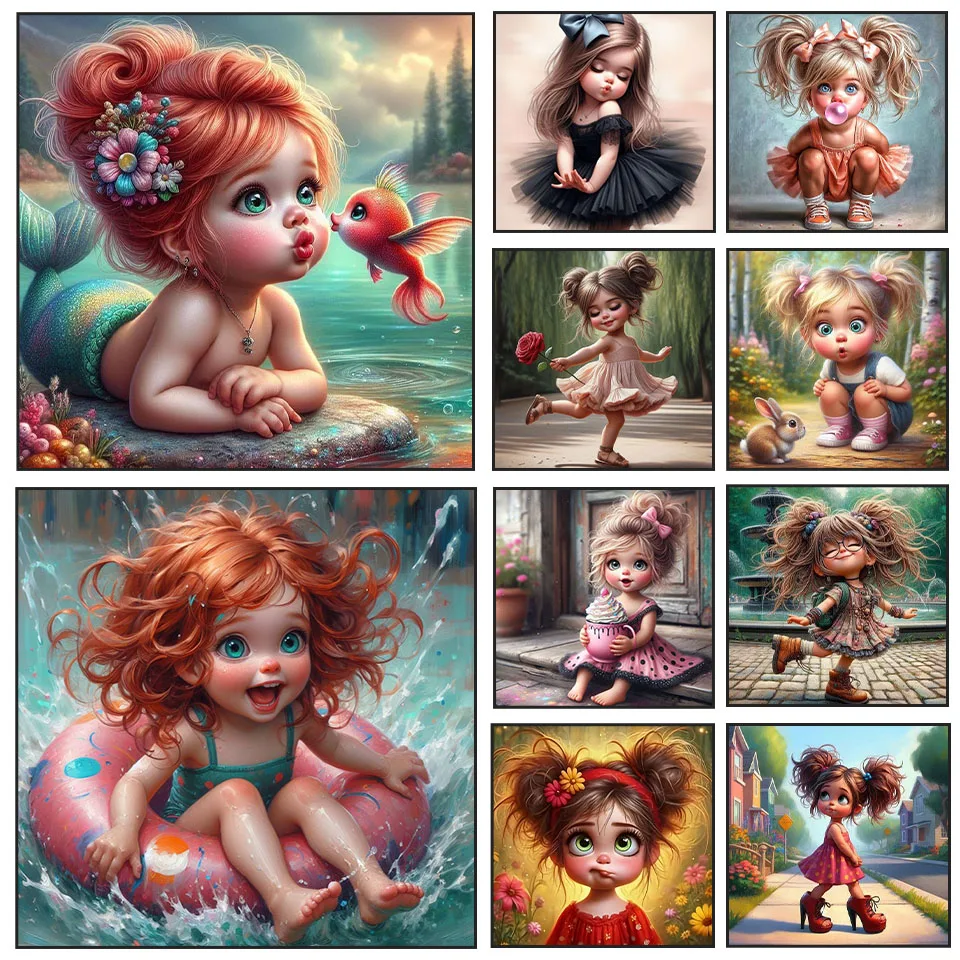 

5D DIY Diamond Painting Kit Naughty Girl Full Square Round Rhinestone Cross Stitch Handmade Mosaic Home Decor Gift