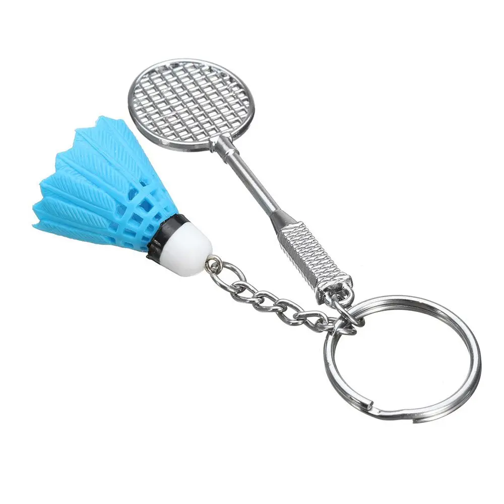 1PCS Cute Jewelry DIY Charm Gifts Sports Key Ring Keyfob Badminton Racket Key Chain Key Holder Badminton Pendant Keyring