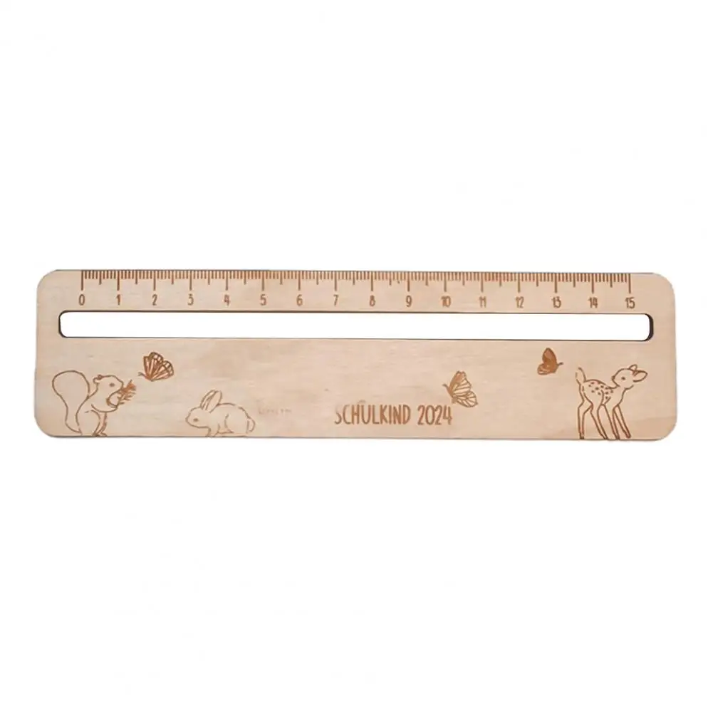 Wooden Children Ruler Heavy Duty Precise Scale Centimeters Millimeter Small Ruler Lightweight Portable School Classroom Students