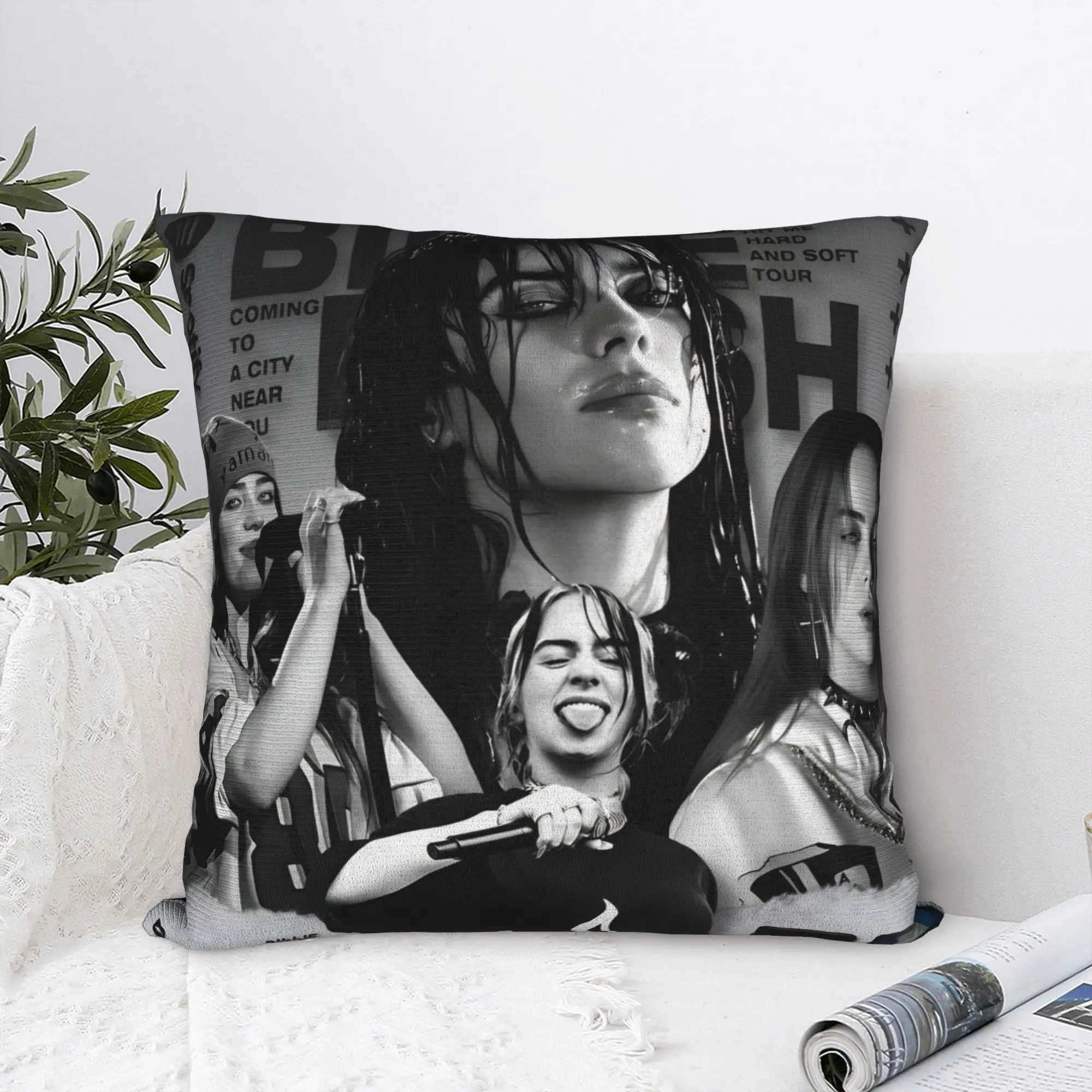 American Singer Tour B-Billie E-Eilish Square Pillow Case Cushion Covers Customized Polyester Decorative Throw Pillow Case Cover