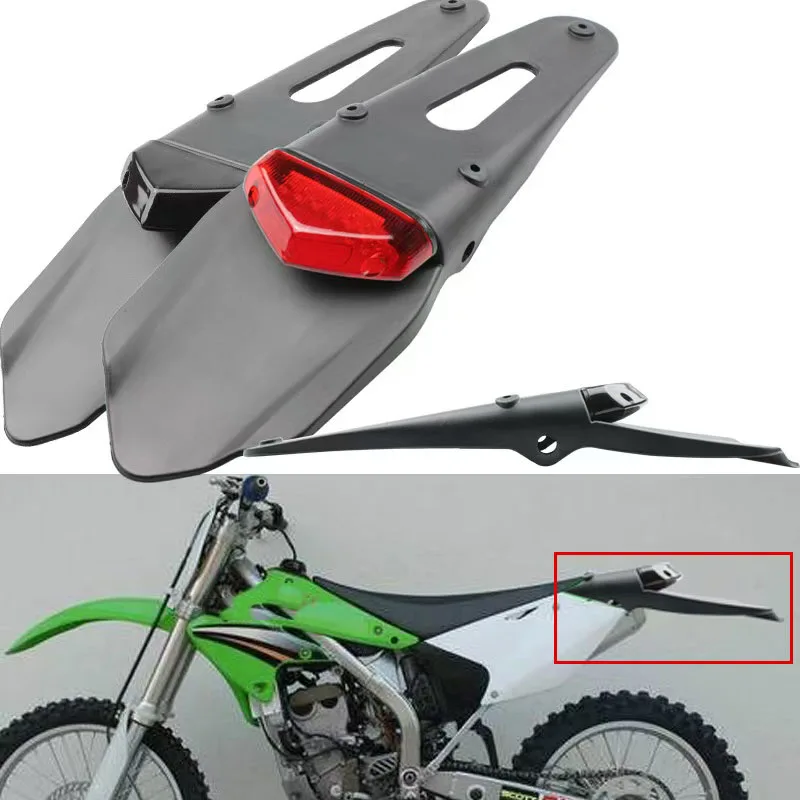 12V LED Motorcycle Rear Fender Tail Light Dirt Bike Taillight Brake Stop License Plate Lamp For Trail Supermoto Motocross Enduro