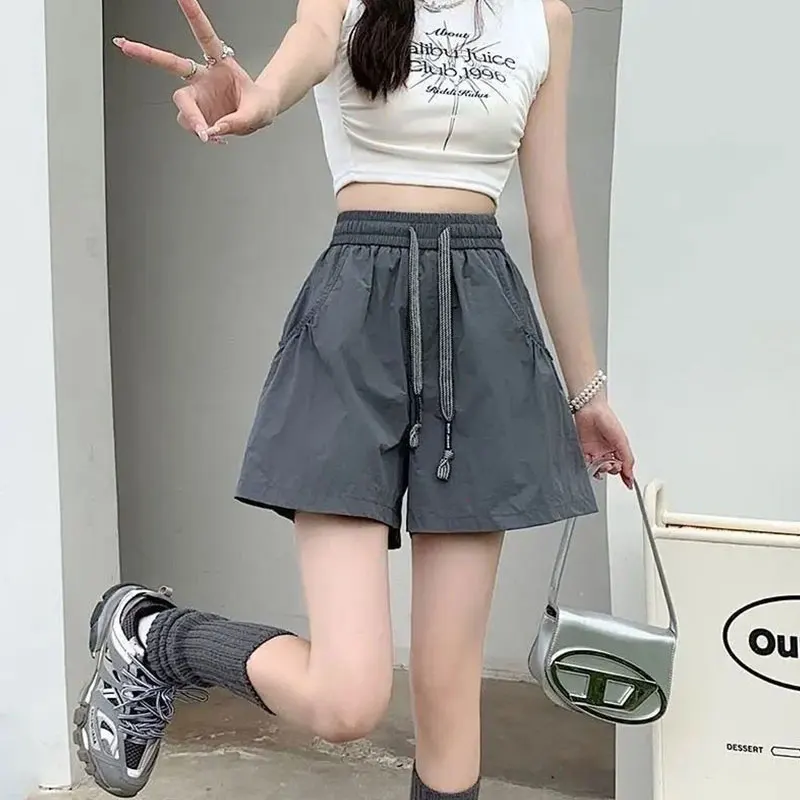 Women's Summer Simplicity Solid Color Casual Loose High Waist A-line Wide Leg Pants Women Clothes Trend Fashion All-match Shorts