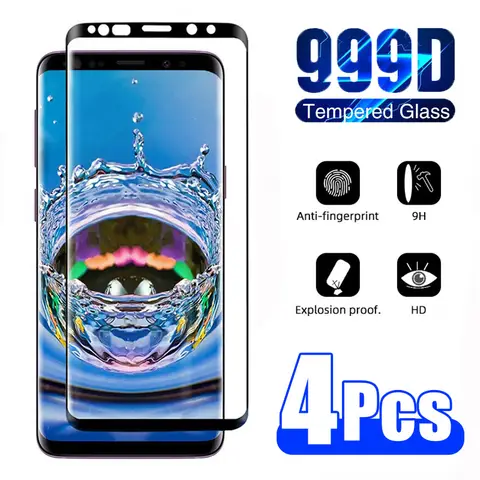 4 pezzi in vetro curvo per Samsung S23 S22 S21 S20 S10 S9 S8 Ultra Plus protezione schermo a copertura totale su Samsung Note 20 Ultra 10 9 Pro