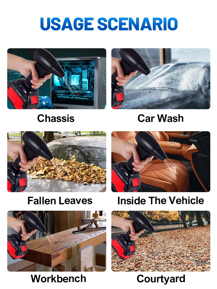 

Turbo Fan Violent Air Gun 400g Thrust Stepless Speed High Power Turbofan Leaf Blower Handheld Jet Fan for Makita 18V-21V battery